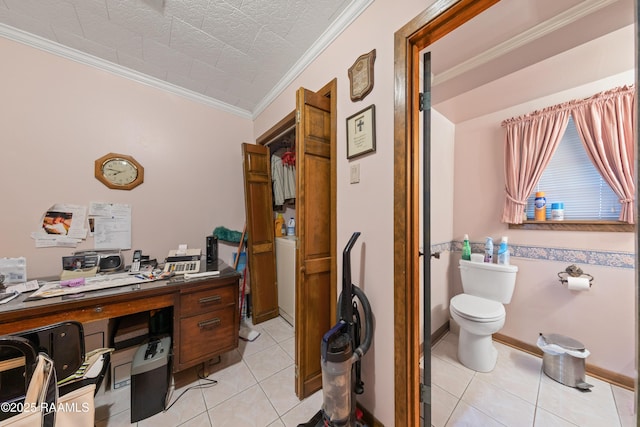 510 Monarch Dr, Lafayette, LA 70506 - bathroom with ornamental molding, tile patterned flooring, and toilet