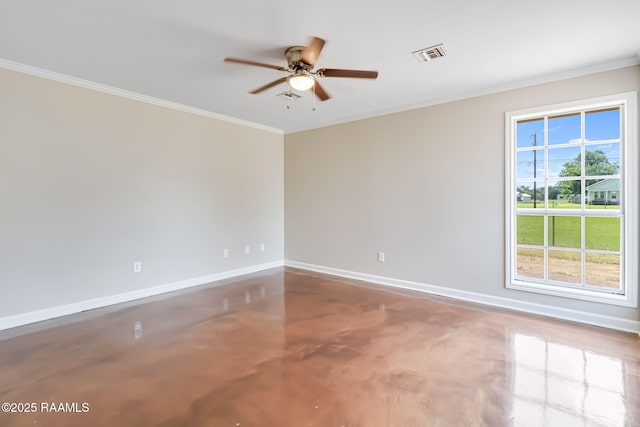 1010 Domingue St, Breaux Bridge, LA 70517 - unfurnished room with ceiling fan, crown molding, and finished concrete flooring