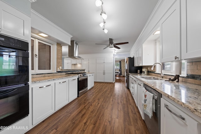 630 W Peach Ave, Eunice, LA 70535 - kitchen with stainless steel appliances, a sink, tasteful backsplash, white cabinets, and crown molding