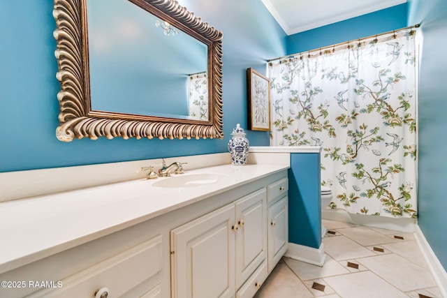 101 Hanover Sq, Lafayette, LA 70508 - bathroom with vanity, curtained shower, and tile patterned floors