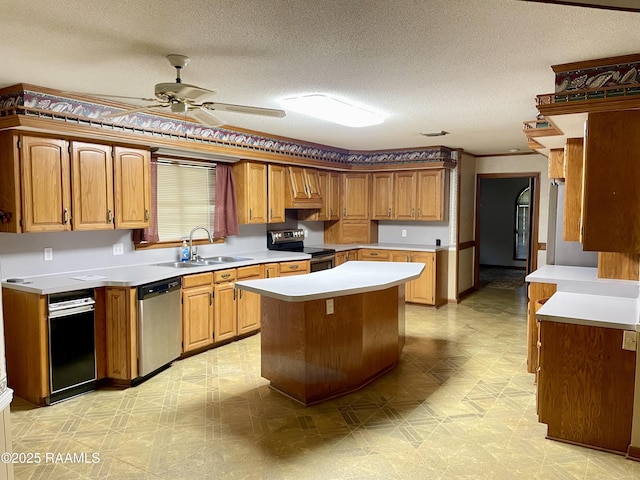 1944 Mills St, Scott, LA 70583 - kitchen featuring stainless steel dishwasher, electric stove, a sink, light countertops, and light floors
