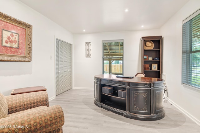 531 Silver St, New Iberia, LA 70560 - office featuring light wood-type flooring, healthy amount of natural light, and recessed lighting