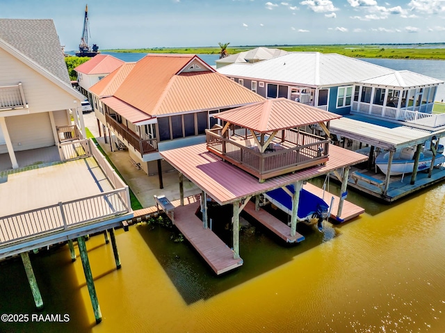 178 Flounder Ct, Dulac, LA 70353 - dock area with boat lift and a water view