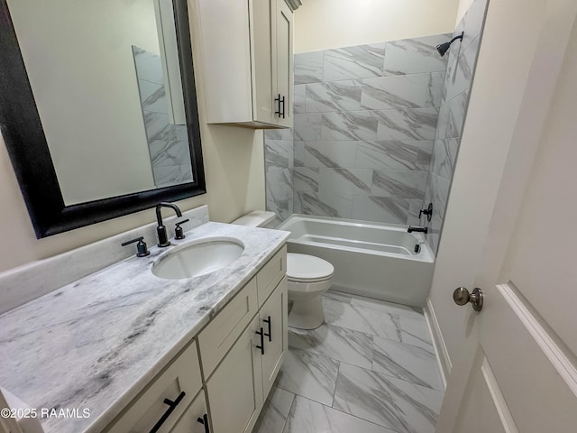 222 Timber Mill St, Lafayette, LA 70508 - full bathroom with marble finish flooring, vanity, toilet, and shower / bathtub combination