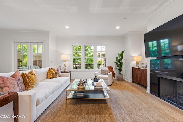 302 Richland Ave Unit 207C, Lafayette, LA 70508 - living room with recessed lighting, ornamental molding, wood finished floors, and baseboards