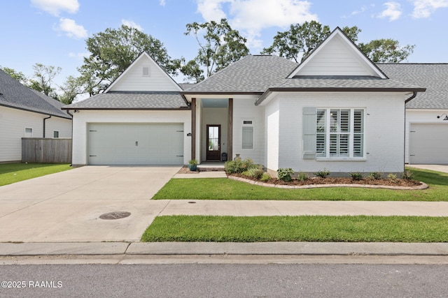 308 Manor House Ln, Lafayette, LA 70507 - view of front of property featuring a shingled roof, an attached garage, driveway, and brick siding