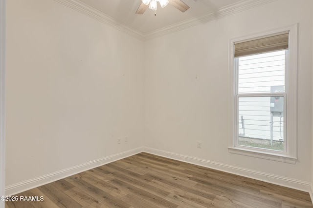 308 Manor House Ln, Lafayette, LA 70507 - unfurnished room with a ceiling fan, wood finished floors, crown molding, and baseboards