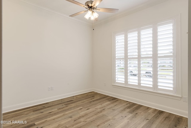 308 Manor House Ln, Lafayette, LA 70507 - empty room featuring wood finished floors, baseboards, a ceiling fan, and ornamental molding