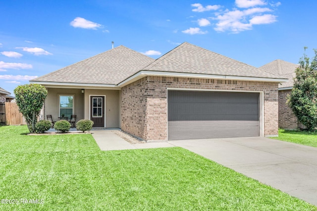 118 Barnet Ct, Lafayette, LA 70507 - view of front of house featuring a shingled roof, a garage, driveway, and brick siding