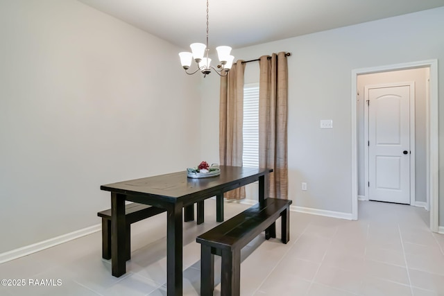 118 Barnet Ct, Lafayette, LA 70507 - dining space with a chandelier, baseboards, and light tile patterned floors