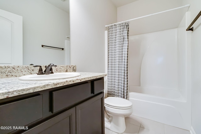 118 Barnet Ct, Lafayette, LA 70507 - bathroom with vanity, toilet, tile patterned floors, and shower / tub combo