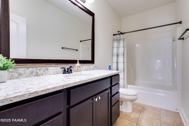311 Victoria Lights Ln, Broussard, LA 70518 - full bathroom featuring toilet, vanity, shower / tub combo, and tile patterned floors