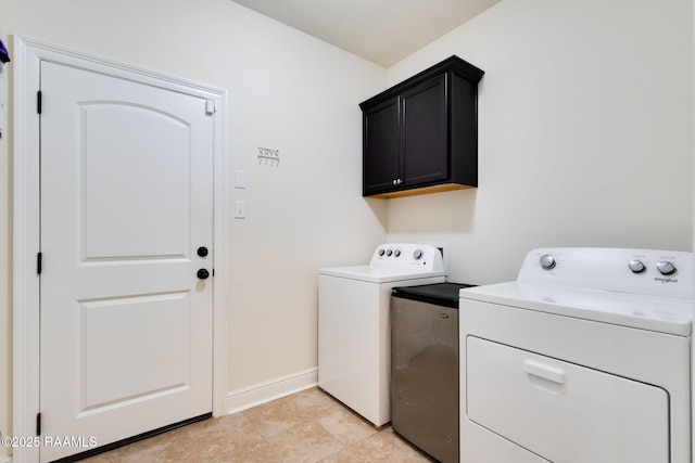 311 Victoria Lights Ln, Broussard, LA 70518 - laundry area with washer and dryer, cabinet space, and baseboards