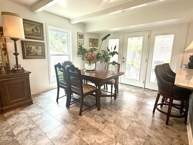 113 Templeton Dr, Lafayette, LA 70508 - dining room with beamed ceiling and baseboards