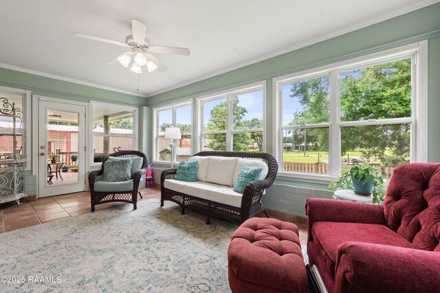 507 W Laodis St, Delcambre, LA 70528 - sunroom / solarium with plenty of natural light, tile patterned flooring, and crown molding