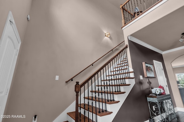 107 Ace Ln, Lafayette, LA 70506 - stairs featuring arched walkways and ornamental molding