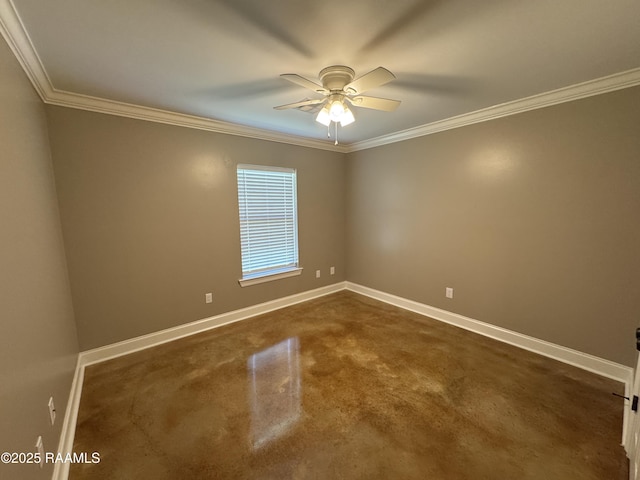 105 Ridge Run Ln, Carencro, LA 70520 - unfurnished room with ornamental molding, ceiling fan, and baseboards