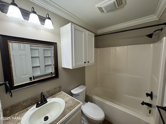 105 Ridge Run Ln, Carencro, LA 70520 - bathroom with vanity, shower / tub combination, toilet, and ornamental molding