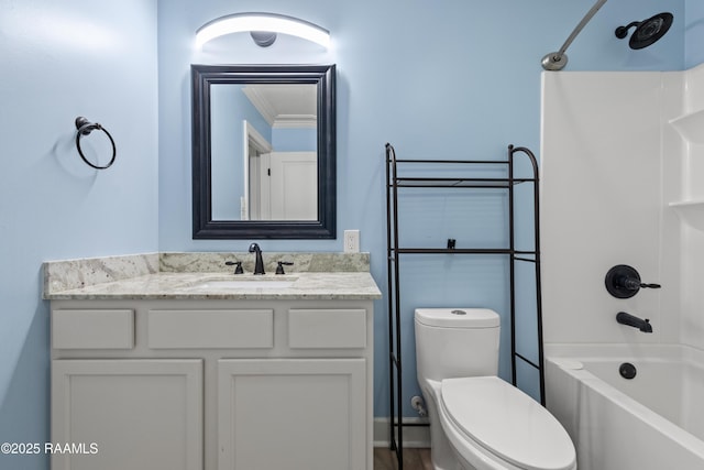 100 Winchester Dr Unit 308, Lafayette, LA 70506 - bathroom with shower / tub combination, toilet, vanity, and crown molding