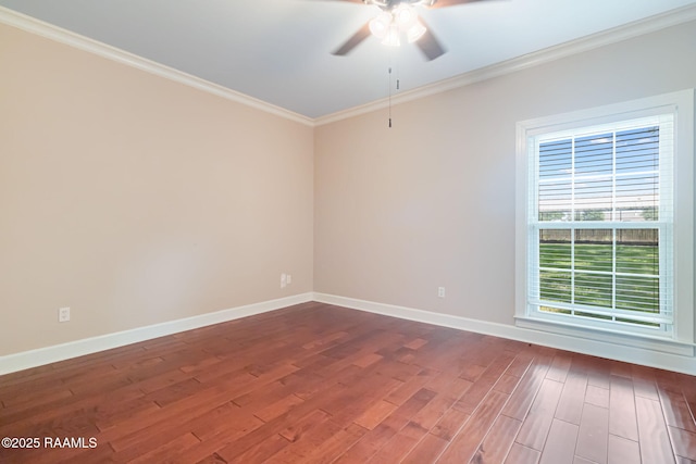 505 Herbert Rd, Lafayette, LA 70506 - unfurnished room featuring crown molding, a ceiling fan, dark wood finished floors, and baseboards