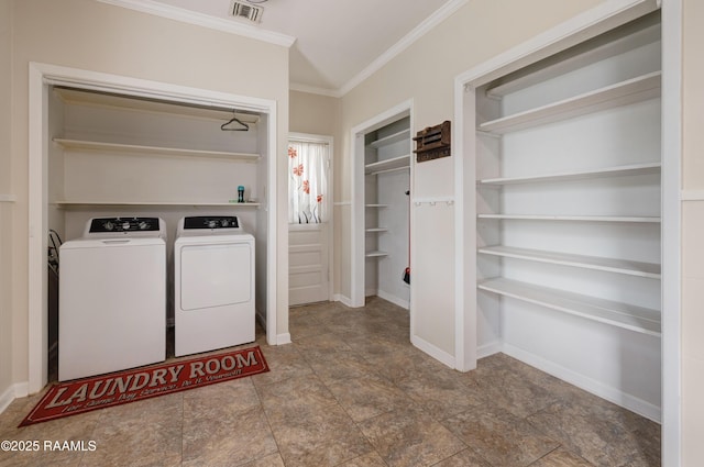 108 Trotter St, New Iberia, LA 70563 - washroom featuring washer and clothes dryer and ornamental molding