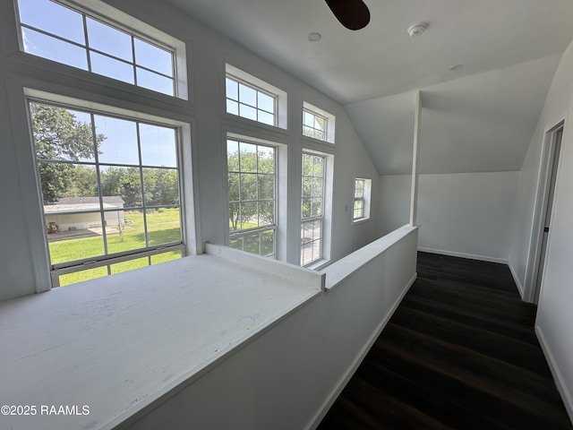 6033 Perry Ln, Lake Charles, LA 70605 - hall featuring dark wood-type flooring, lofted ceiling, and baseboards