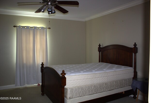 101 David St, Breaux Bridge, LA 70517 - bedroom with crown molding, carpet flooring, and ceiling fan
