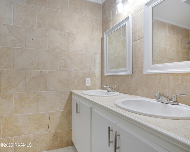 5811 Basile Eunice Hwy, Eunice, LA 70535 - bathroom with tile walls and double vanity