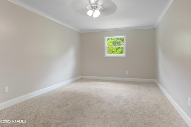 5811 Basile Eunice Hwy, Eunice, LA 70535 - unfurnished room with crown molding, light colored carpet, a ceiling fan, and baseboards
