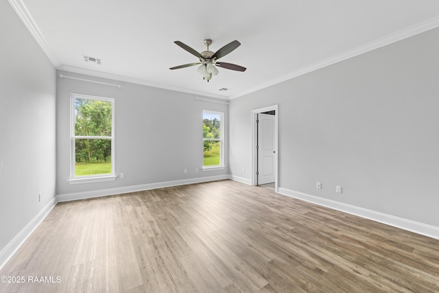 147 Gable Crest Dr, Lafayette, LA 70507 - spare room with ornamental molding, ceiling fan, and light wood finished floors