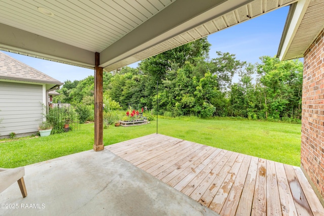 147 Gable Crest Dr, Lafayette, LA 70507 - deck with a lawn, a patio area, and view of scattered trees