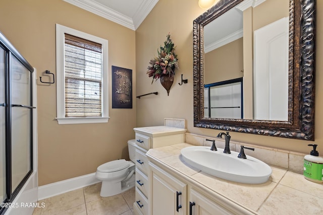 104 Baltimore Ln, Lafayette, LA 70506 - bathroom with vanity, crown molding, and tile patterned flooring