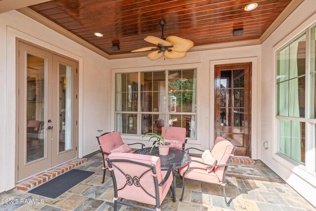 104 Baltimore Ln, Lafayette, LA 70506 - view of patio / terrace with french doors and a ceiling fan