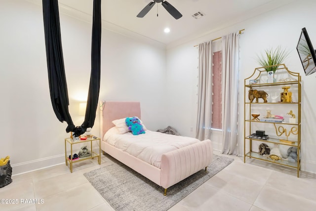 307 Harvest Creek Ln, Lafayette, LA 70508 - bedroom featuring tile patterned floors, ceiling fan, and recessed lighting
