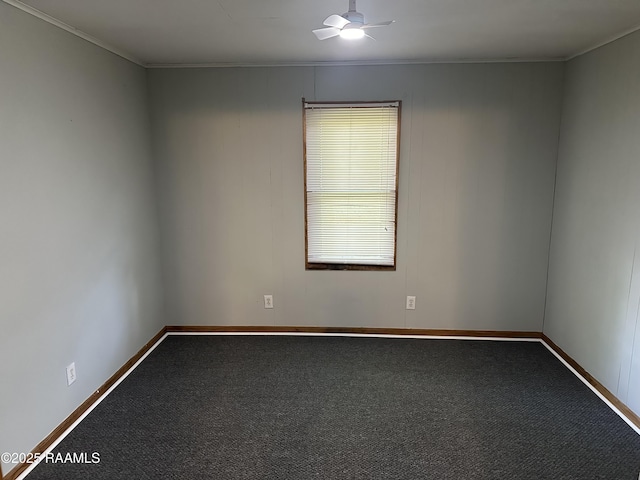 627 S Railroad Ave, Opelousas, LA 70570 - empty room featuring carpet, ornamental molding, baseboards, and ceiling fan