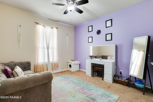 206 Agrarian Ave, Rayne, LA 70578 - living area with ceiling fan, carpet, and healthy amount of natural light