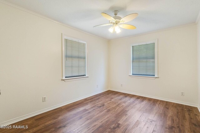 315 Tissington St, Lafayette, LA 70501 - spare room with wood finished floors, ornamental molding, baseboards, and a ceiling fan