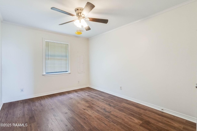 315 Tissington St, Lafayette, LA 70501 - unfurnished room featuring dark wood finished floors, crown molding, a ceiling fan, and baseboards