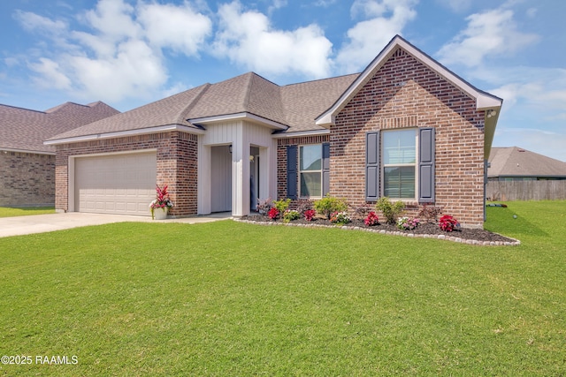 209 Crescent View Ln, Duson, LA 70529 - view of front of home with brick siding, driveway, a garage, and a shingled roof
