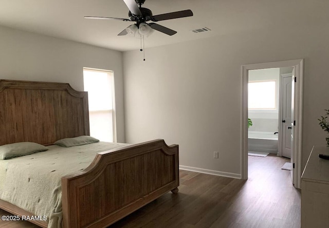 209 Crescent View Ln, Duson, LA 70529 - bedroom with wood finished floors, baseboards, and ceiling fan