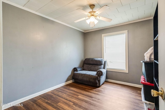 1521 Saint Jude Ave, New Iberia, LA 70560 - sitting room featuring crown molding, a ceiling fan, and wood finished floors