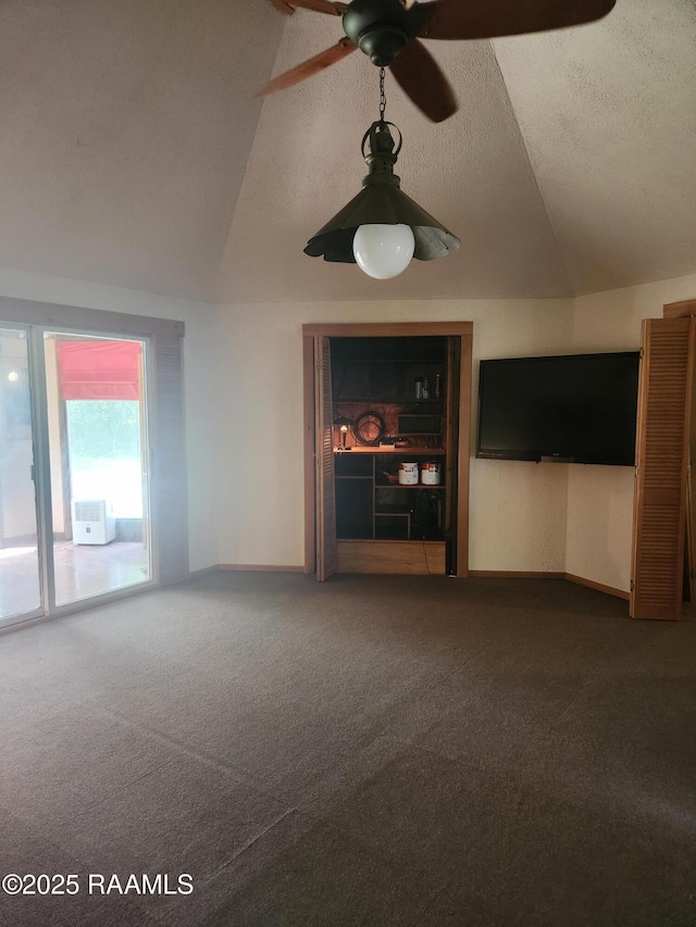 101 Hidden Hills Lake Rd, Arnaudville, LA 70512 - carpeted empty room with vaulted ceiling and ceiling fan