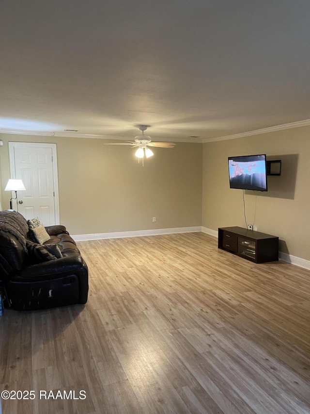 232 Mills St, Scott, LA 70583 - living room with crown molding, wood finished floors, and ceiling fan