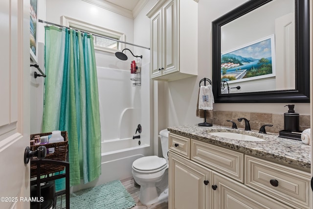 105 Cane Creek Dr, Broussard, LA 70518 - full bath featuring vanity, shower / tub combo, and crown molding