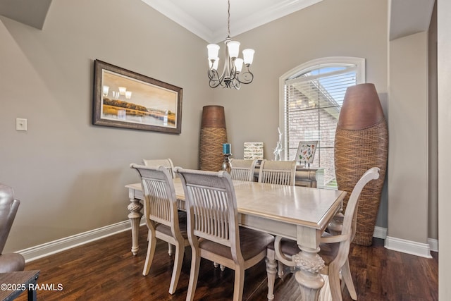 105 Cane Creek Dr, Broussard, LA 70518 - dining space featuring a chandelier, ornamental molding, and wood finished floors