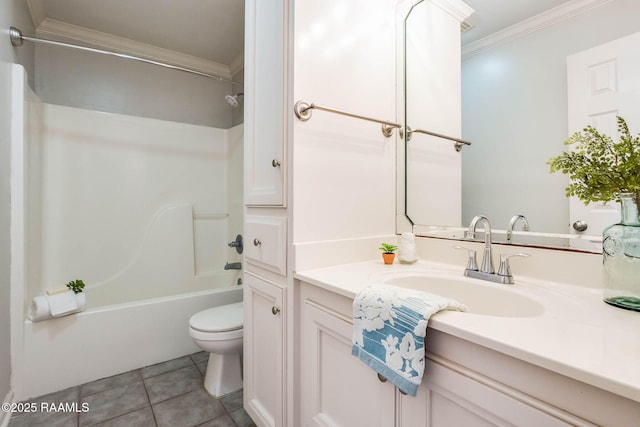 117 Fawn Ln, Broussard, LA 70518 - full bathroom with vanity, crown molding, washtub / shower combination, and tile patterned flooring