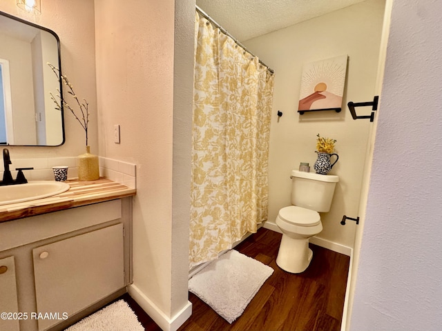 201 High Meadows Blvd Unit 205, Lafayette, LA 70507 - full bathroom with toilet, vanity, wood finished floors, and a shower with curtain