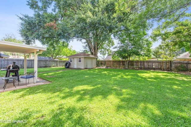 315 Orgeron Dr, Lafayette, LA 70506 - fenced backyard featuring a storage shed and a patio