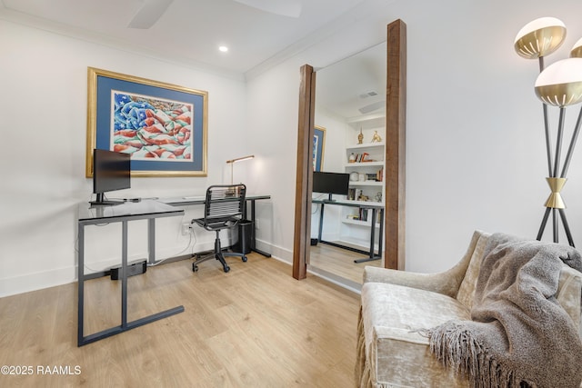 1304 E Bayou Pkwy Unit 8A, Lafayette, LA 70508 - home office featuring light wood-style flooring, ornamental molding, and recessed lighting