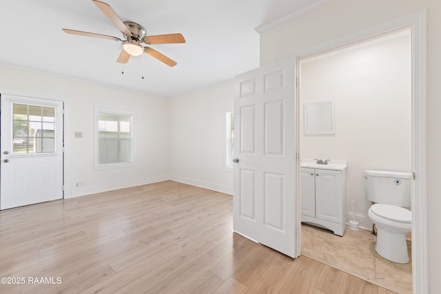 708 Park Ave, Breaux Bridge, LA 70517 - unfurnished room featuring ceiling fan, ornamental molding, and light wood finished floors